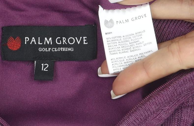 Palm Grove Women's Purple Size 12 1/2 Zip Ribbed Knit Jumper