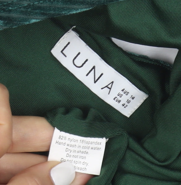 Luna Women Green One Piece Swimsuit Size 14 Adjustable Straps Nylon