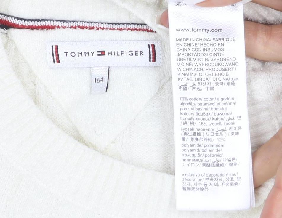 Tommy Hilfiger Girls Ivory Cable Knit Wool Blend Jumper Size 164