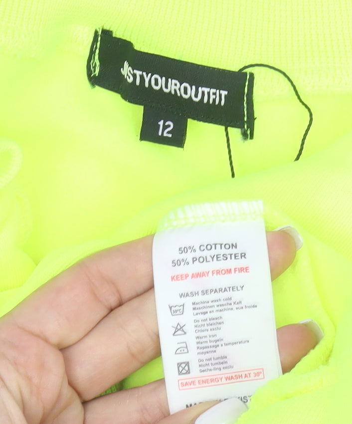 STYOUROUTFIT Women's Yellow Varsity Jacket Size 12 Cropped Casual