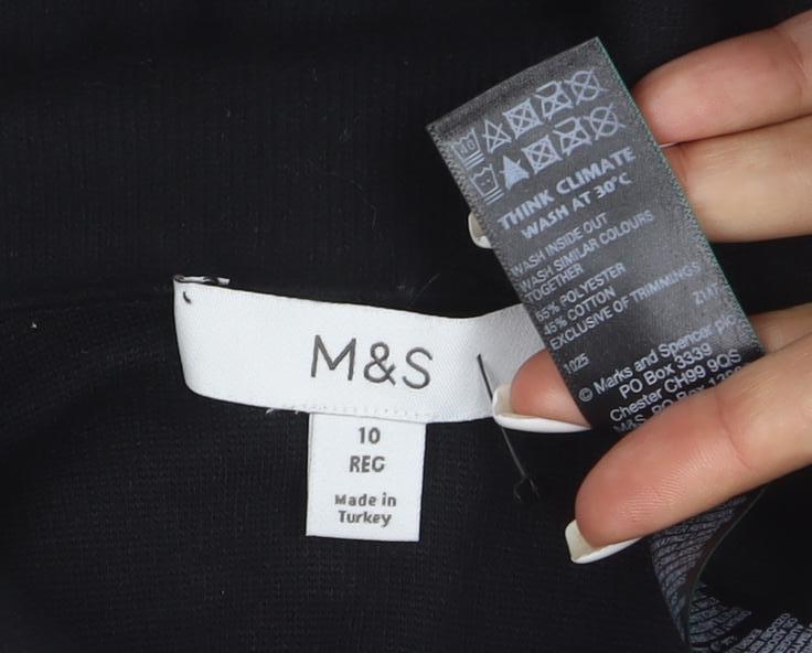 Marks & Spencer Womens Black Size 10 Fit & Flare Collared Dress