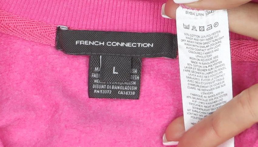 French Connection Women’s Pink Cotton Crew Neck Pullover Sweatshirt Size L