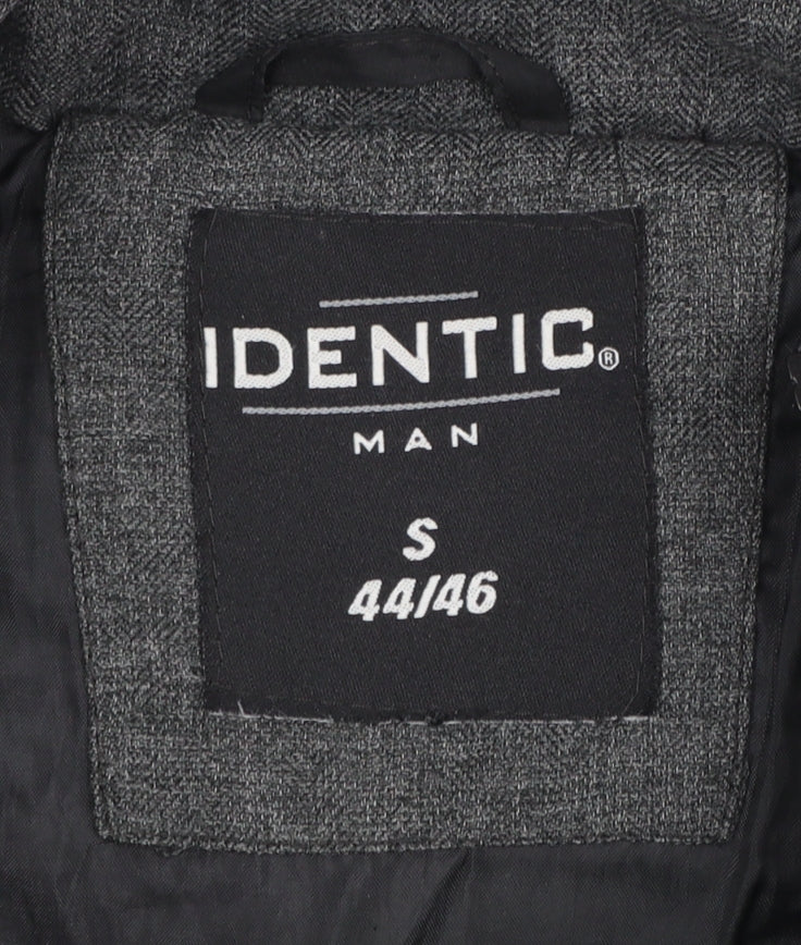 Identic Men Black Grey Hooded Quilted Waistcoat Size S 44/46