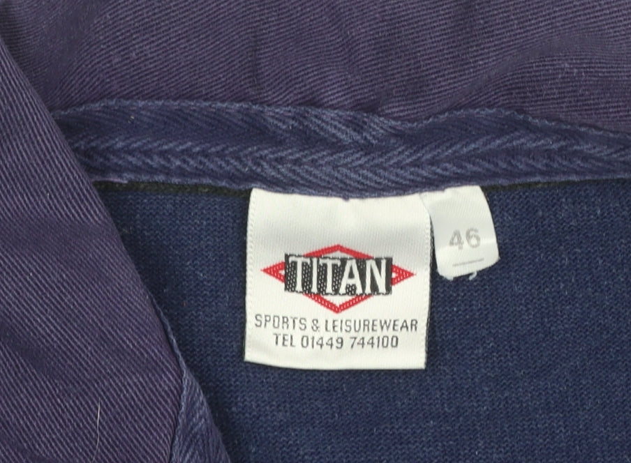 Titan Mens 46 Blue Striped Rugby Polo Shirt M.G.S. Embroidered Sports Top