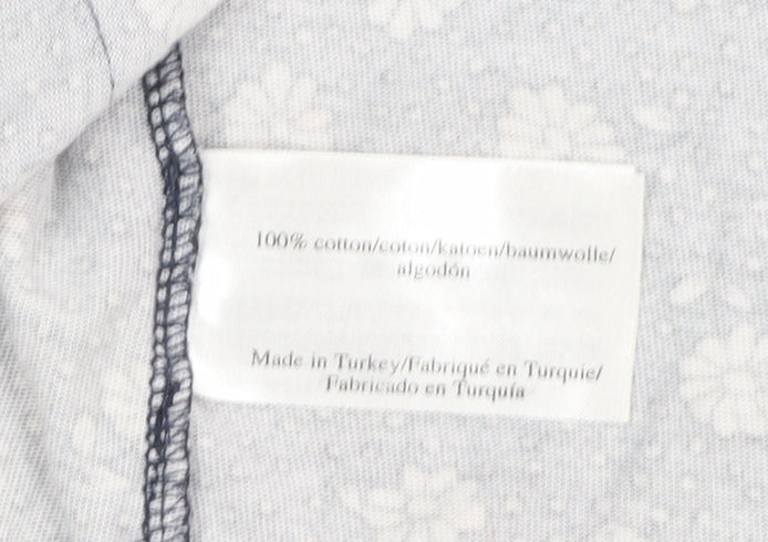 Laura Ashley Women Blue Floral Cotton Short Sleeve Shift Dress Size 10