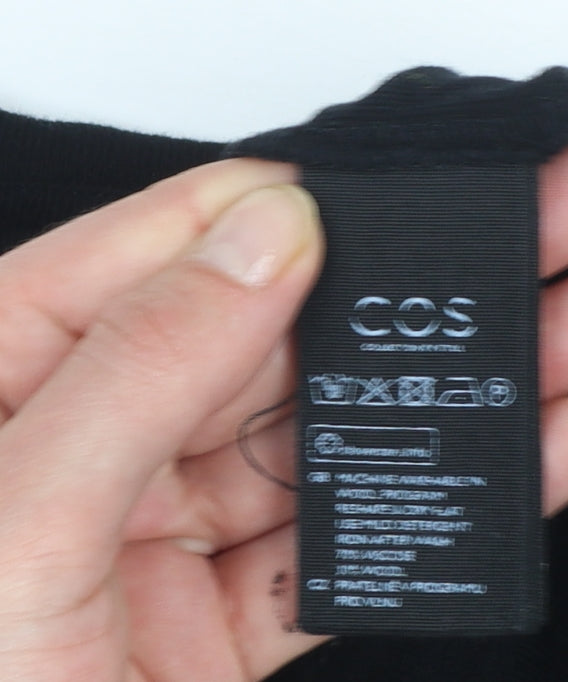 COS Women's Black Cotton Crew Neck Long Sleeve Pullover Jumper Size 8