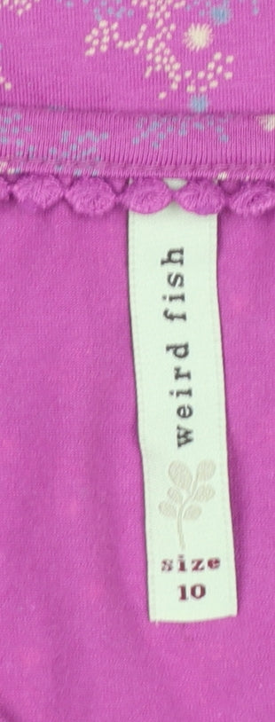 Weird Fish Women's Pink Floral Jersey Wrap Dress Size 10