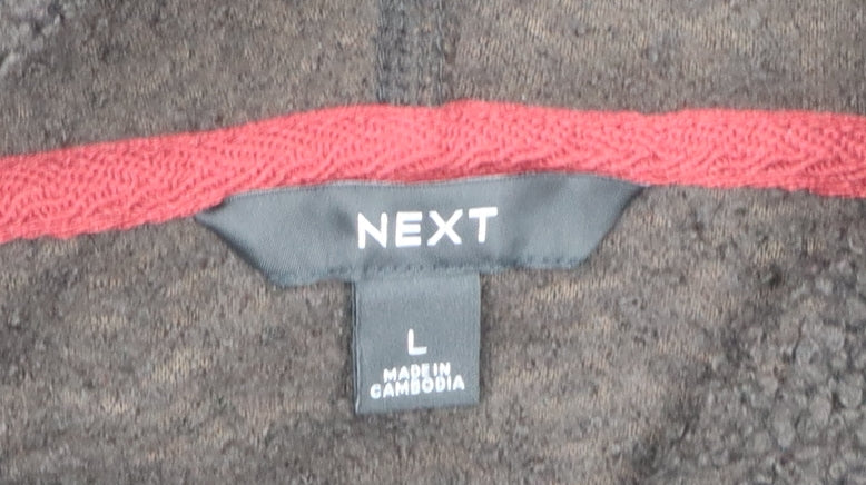 Next Mens Black Fleece Pullover Hoodie Size L Warm Winter Casual
