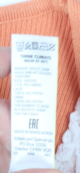 Marks & Spencer Women Orange 3/4 Sleeve Open Cardigan Size 14