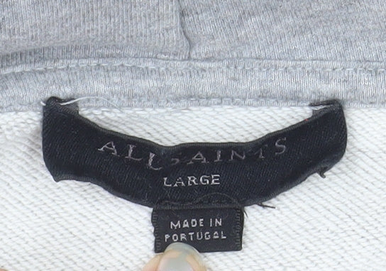 AllSaints Men's Grey Beige Tie-Dye Hoodie Large Cotton Pullover