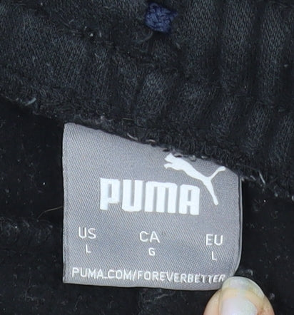 Puma Men's Black Large Jogger Sweatpants with Elastic Waist