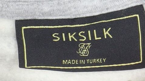 SikSilk Men's Grey Pullover Hoodie Size S Regular Fit Streetwear