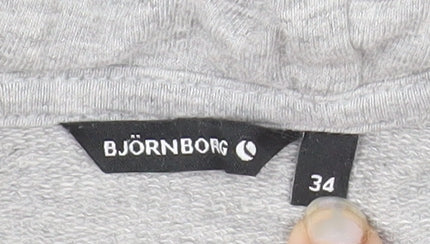 Bjorn Borg Womens Grey Full Zip Hoodie Size 6 Cotton Blend
