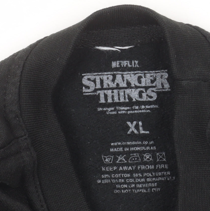 Netflix Boys Black Stranger Things XL Pullover Fleece Sweatshirt