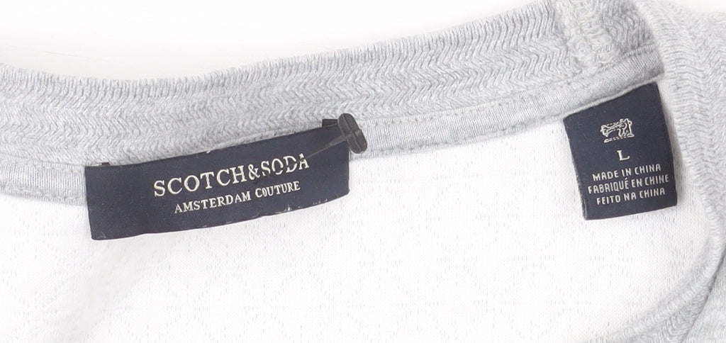 Scotch & Soda Men’s Grey Crew Neck Pullover Sweatshirt L Regular Fit