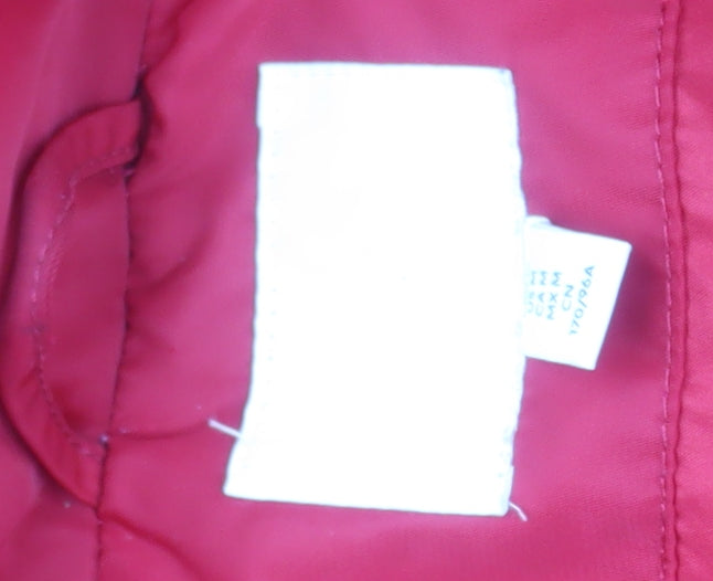 H&M Womens Red Mid-Length Hooded Puffer Jacket Size M
