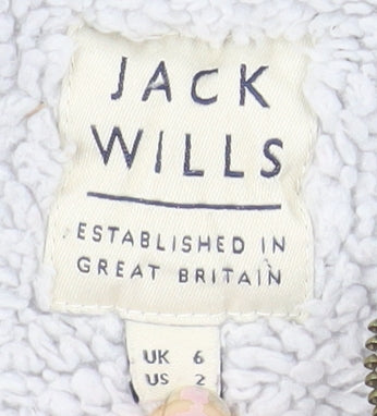 Jack Wills Women's Grey Full Zip Hoodie UK 6 Fleece Lined Casual