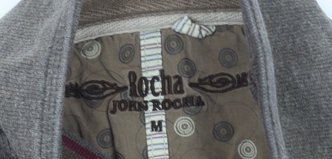RJR.John Rocha Men’s Brown Cotton Henley Jumper M Casual Knitwear