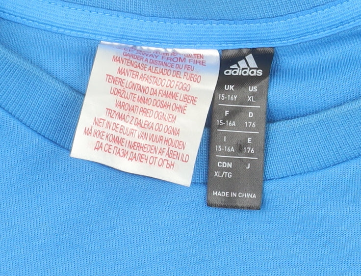 Adidas Teens Blue Black LEGO Graphic Pullover Sweatshirt XL