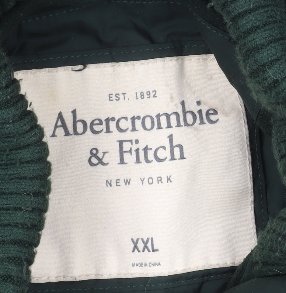 Abercrombie & Fitch Men's Green 2XL Hooded Puffer Jacket