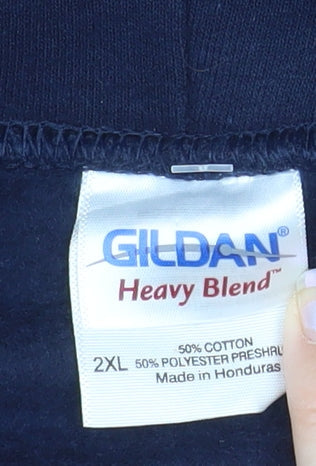 Gildan Men's Blue 2XL Pullover Hoodie Bears Graphic Heavyweight Sweatshirt