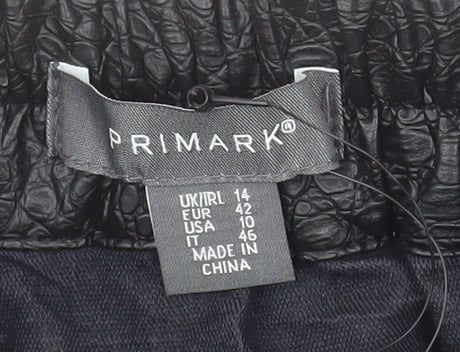 Primark Women’s Black Faux Leather Animal Print Midi Wrap Skirt Size 14