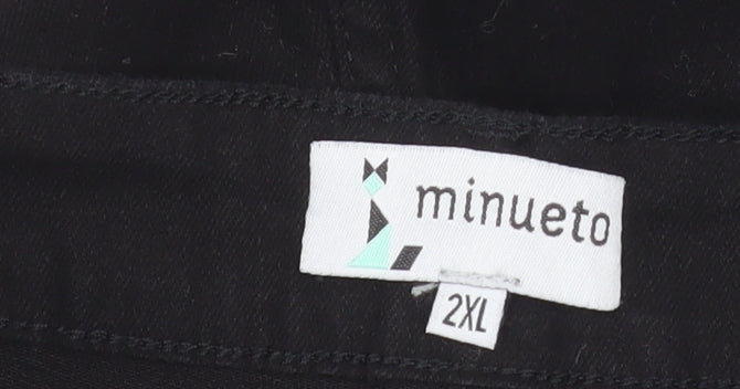 Minueto Women Black 2XL Straight Studded Jeans