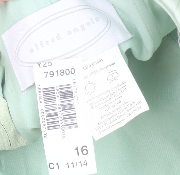 Alfred Angelo Women’s Green Strapless A-Line Chiffon Dress Size 16