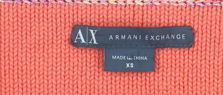 Armani Exchange Women's Orange Knit Fringe Mini Skirt XS