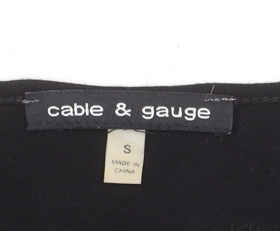 Cable & Gauge Women's Black Beaded Tunic Blouse Size S Long Sleeve