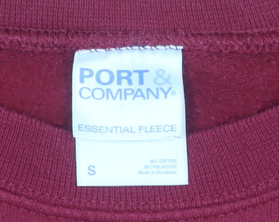 Port & Company Womens Burgundy Graphic Cropped Pullover Sweatshirt S