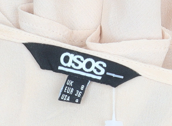 ASOS Women's Beige Short Sleeve Shift Ruffle Dress Size 8