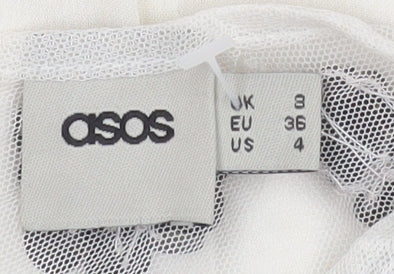 ASOS Women’s Ivory Floral Beaded Shift Dress Size 8 Short Sleeve