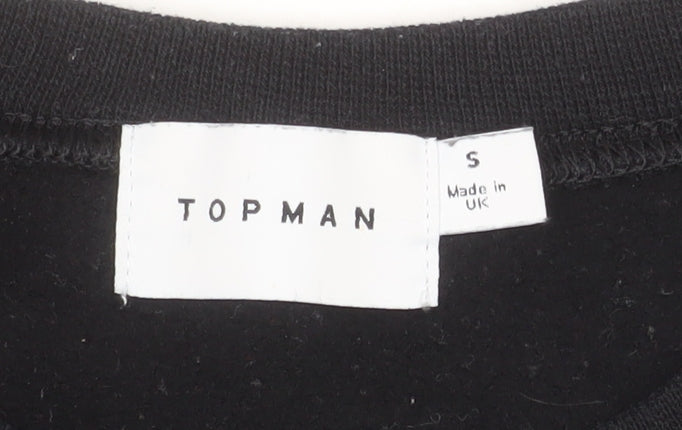 Topman Men's Black Art Face Embroidered Sweatshirt Size S Regular Fit