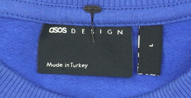 ASOS DESIGN Men's Blue Graphic 'Dark Future' Sweatshirt Size L