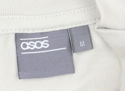 ASOS Men Beige Full Zip Sweatshirt Medium High Neck Cotton Blend