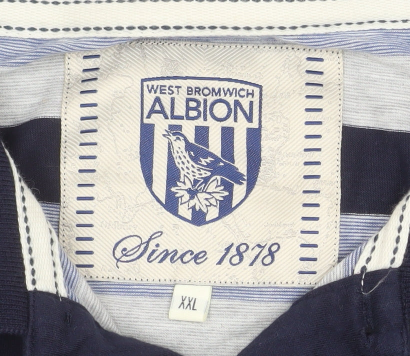 West Bromwich Albion Men’s Blue Striped 2XL Cotton Polo Shirt