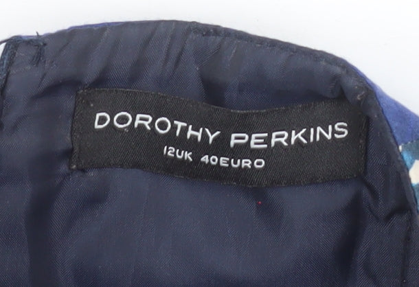 Dorothy Perkins Women Blue Floral Strapless A-Line Dress Size 12