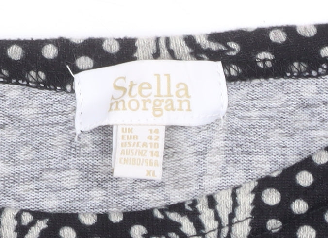 Stella Morgan Women's Black Geometric Long Sleeve Pullover Jumper Size 14