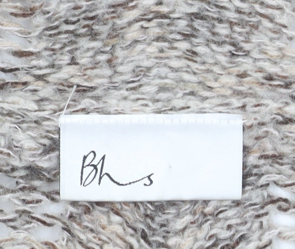 BHS Women Beige Open Knit Long Sleeve Cardigan M