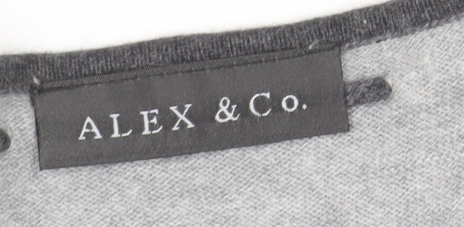 Additional view of Alex & Co. women’s grey v-neck geometric knit jumper, size UK 12