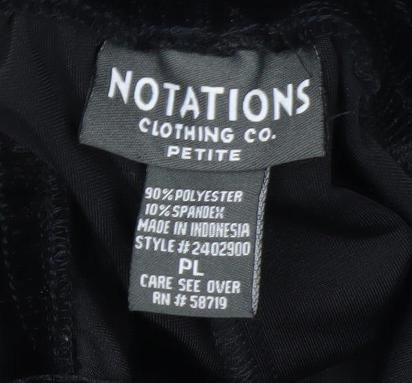 Notations Women's Black Petite Velvet Stretch Trousers L