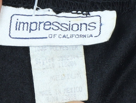 Impressions of California Women Black Velvet A-Line Midi Dress L
