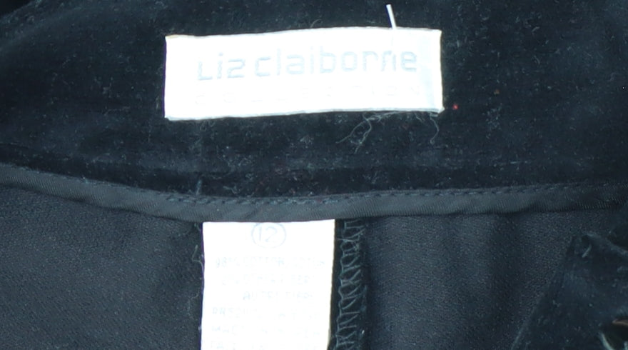 Liz Claiborne Women Black Velvet Stirrup Trousers Size 12 Classic Fit