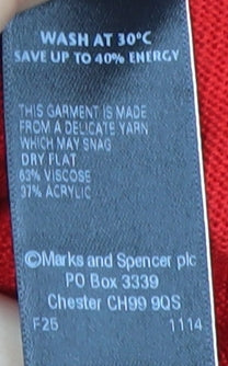 Marks & Spencer Women Red Short Sleeve Open Knit Cardigan Size 14