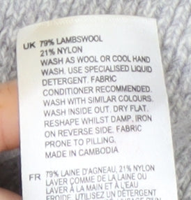 White Stuff Women Grey Pink Star Jumper UK 8 Lambswool Blend Knit
