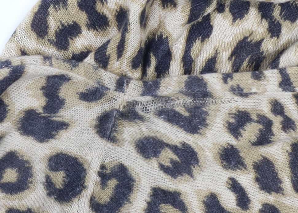 Whistles Women Beige Leopard Print Linen V-Neck Jumper Size S