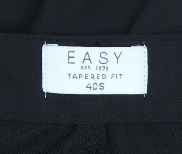 Brand and care label for Easy Men’s Black Tapered Fit 40S Smart Trousers