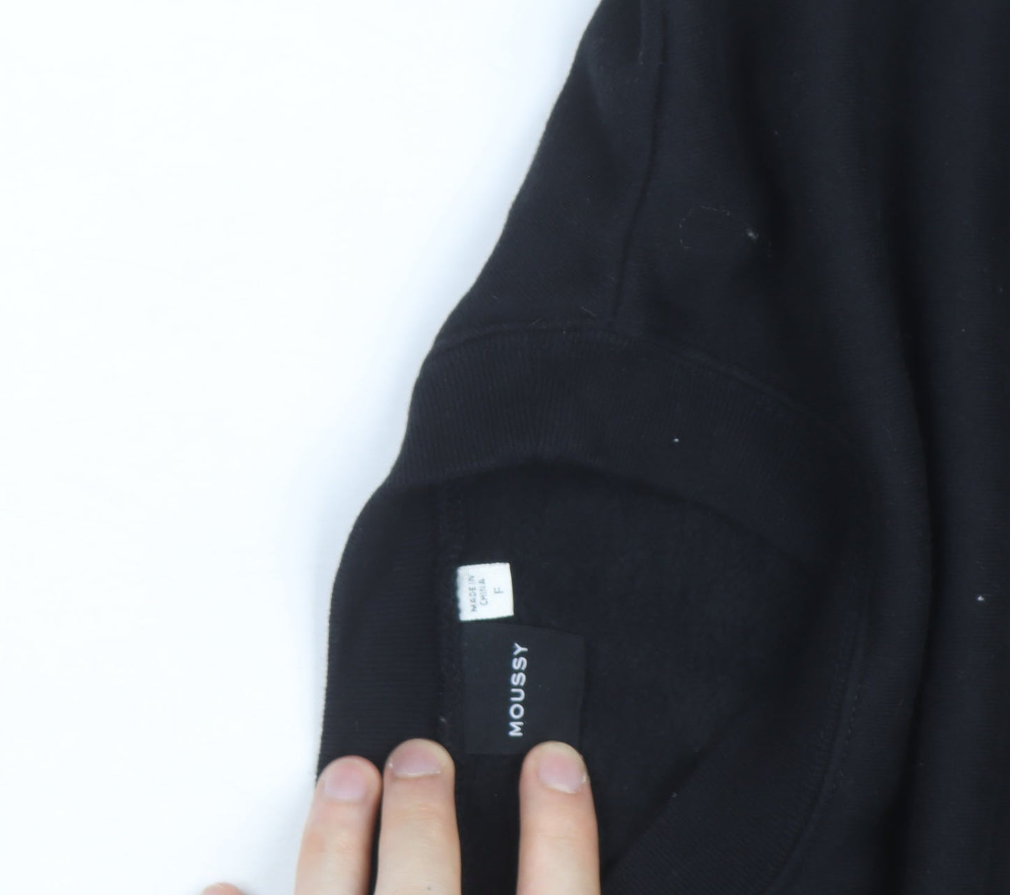 MOUSSY Black Logo Pullover Sweatshirt Unisex Adults L Fleece Cotton Blend