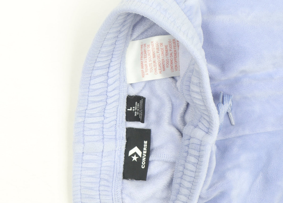 Converse Women Blue Velour Lounge Pants L Lightweight